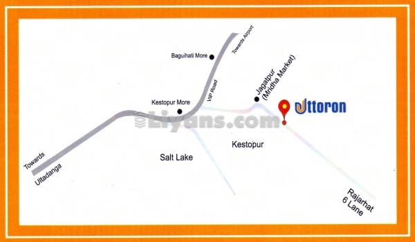 Location Map of 2 Bhk Flat For Sale At Kestopur, Kolkata.